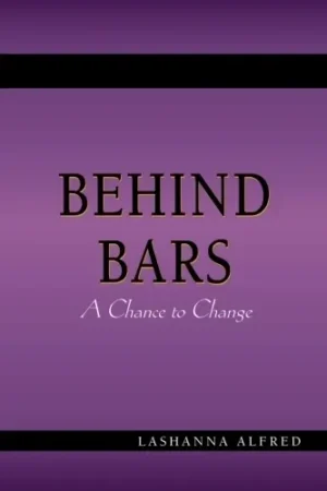 A purple background with the words behind bars
